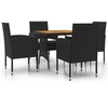 Image de vidaXL Ensemble de jardin 5 pièces Poly rotin noir