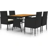 Image de vidaXL Ensemble de jardin 5 pièces Poly rotin noir