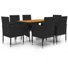 Image de vidaXL Ensemble de jardin 7 pièces Poly rotin noir