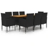 Image de vidaXL Ensemble de jardin 9 pièces Poly rotin noir