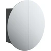 Image de vidaXL Armoire de salle de bain avec miroir rond & LED Noir 47x47x17,5cm