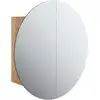Image de vidaXL Armoire de salle de bain avec miroir rond & LED aspect chêne