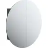 Image de vidaXL Armoire de salle de bain avec miroir rond & LED noir 54x54x17,5cm