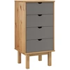 Image de vidaXL Armoire à tiroirs OTTA Marron & Gris 45x39x90 cm Bois massif