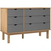 Image de vidaXL Armoire à tiroirs OTTA Marron & Gris 111x43x73,5 cm Bois massif