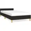 Image de vidaXL Cadre de lit avec tête de lit sans matelas noir 90x190 cm Tissu