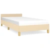 Image de vidaXL Cadre de lit avec tête de lit sans matelas Crème 90x190 cm Tissu
