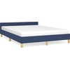 Image de vidaXL Cadre de lit avec tête de lit sans matelas bleu 140x190 cm Tissu