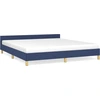 Image de vidaXL Cadre de lit avec tête de lit sans matelas bleu 160x200 cm Tissu