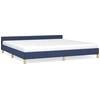 Image de vidaXL Cadre de lit avec tête de lit sans matelas bleu 200x200 cm Tissu