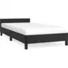 Image de vidaXL Cadre de lit avec tête de lit sans matelas noir 100x200 cm