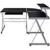 Image de vidaXL Table d'ordinateur d'angle noire 132x112x99 cm Bois composite