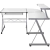 Image de vidaXL Table d'ordinateur d'angle Blanc 132x112x99 cm Bois composite