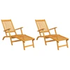 Image de vidaXL Chaises longues de jardin avec pied 2 pcs. Bois massif acacia