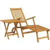 Image de vidaXL Chaise longue de jardin avec repose-pieds et table en bois massif d'acacia