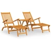 Image de vidaXL Chaises longues de jardin avec pied et table en bois massif d'acacia
