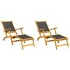 Image de vidaXL Chaises longues de jardin 2 pcs. Bois massif acacia et textilène