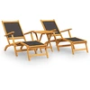 Image de vidaXL Chaises longues de jardin avec table en bois massif d'acacia et textilène