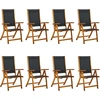 Image de vidaXL Chaises de jardin 8 pcs. Pliable Bois massif Acacia et Textilène