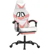 Image de vidaXL Chaise de jeu avec repose-pieds Pivotant Blanc & Rose Similicuir