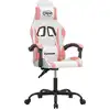 Image de vidaXL Chaise de jeu Pivotante Blanc et rose Similicuir