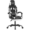 Image de vidaXL Chaise de jeu avec repose-pieds Pivotante Noir & Blanc Similicuir