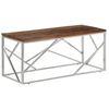 Image de vidaXL Table basse argentée acier inoxydable et bois massif