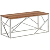 Image de vidaXL Table basse argentée Acier inoxydable et bois massif d'acacia