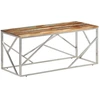 Image de vidaXL Table basse argentée Acier inoxydable et vieux bois massif