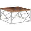 Image de vidaXL Table basse argentée acier inoxydable et bois massif