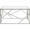 Image de vidaXL Table basse argentée Acier inoxydable et verre trempé