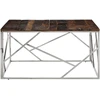 Image de vidaXL Table basse argentée Acier inoxydable et traverses en bois massif