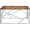 Image de vidaXL Table basse argentée Acier inoxydable et bois massif d'acacia