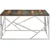 Image de vidaXL Table basse argentée Acier inoxydable et vieux bois massif