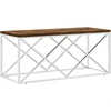 Image de vidaXL Table basse en acier inoxydable et vieux bois massif