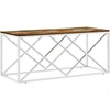 Image de vidaXL Table basse en acier inoxydable et vieux bois massif