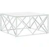 Image de vidaXL Table basse argentée 80x80x40 cm acier inoxydable et verre