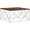 Image de vidaXL Table basse en acier inoxydable et vieux bois massif