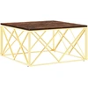 Image de vidaXL Table basse Golden acier inoxydable et vieux bois massif