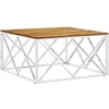 Image de vidaXL Table basse argentée Acier inoxydable et bois massif d'acacia
