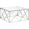 Image de vidaXL Table basse argentée Acier inoxydable et verre trempé