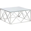 Image de vidaXL Table basse argentée Acier inoxydable et verre trempé