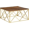 Image de vidaXL Table basse Golden en acier inoxydable et bois massif