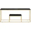 Image de vidaXL Table basse Golden acier inoxydable et verre trempé