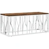 Image de vidaXL Table basse en acier inoxydable et vieux bois massif