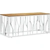 Image de vidaXL Table basse argentée Acier inoxydable et bois massif d'acacia