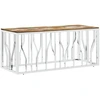 Image de vidaXL Table basse argentée Acier inoxydable et vieux bois massif