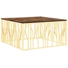 Image de vidaXL Table basse Golden acier inoxydable et vieux bois massif