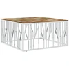Image de vidaXL Table basse argentée Acier inoxydable et vieux bois massif