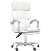 Image de vidaXL Chaise de bureau avec fonction chaise longue Blanc similicuir